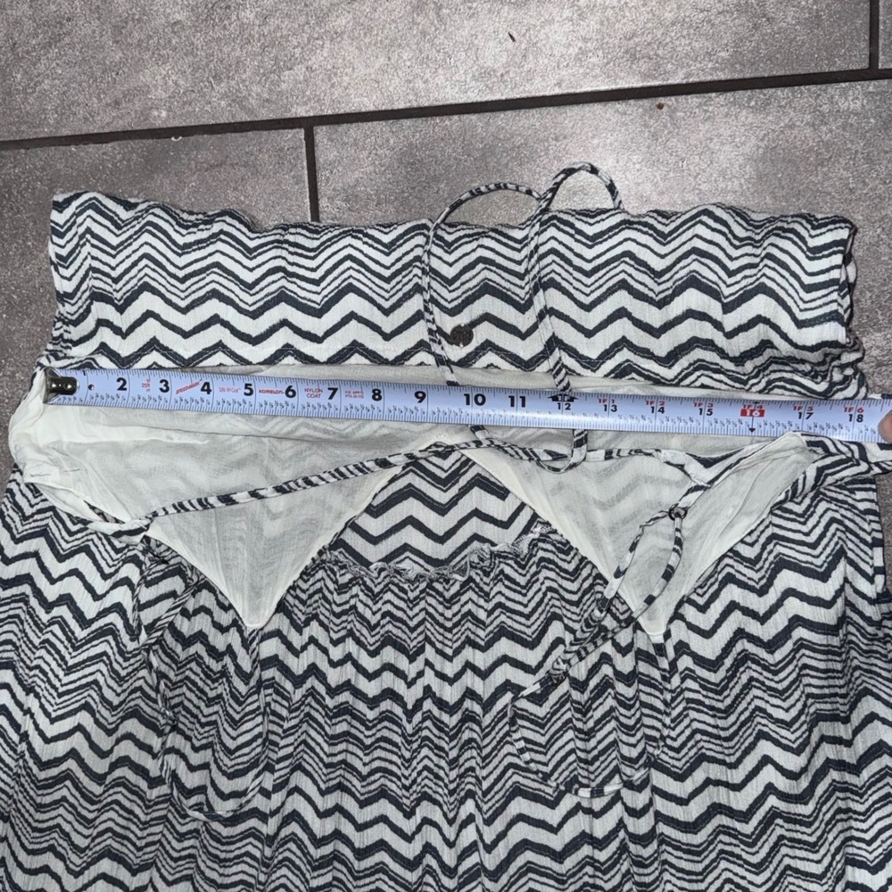 Billabong Sun Lovin Slate Blue Chevron Maxi Dress Empire Waist Spaghetti Strap L - Picture 13 of 16